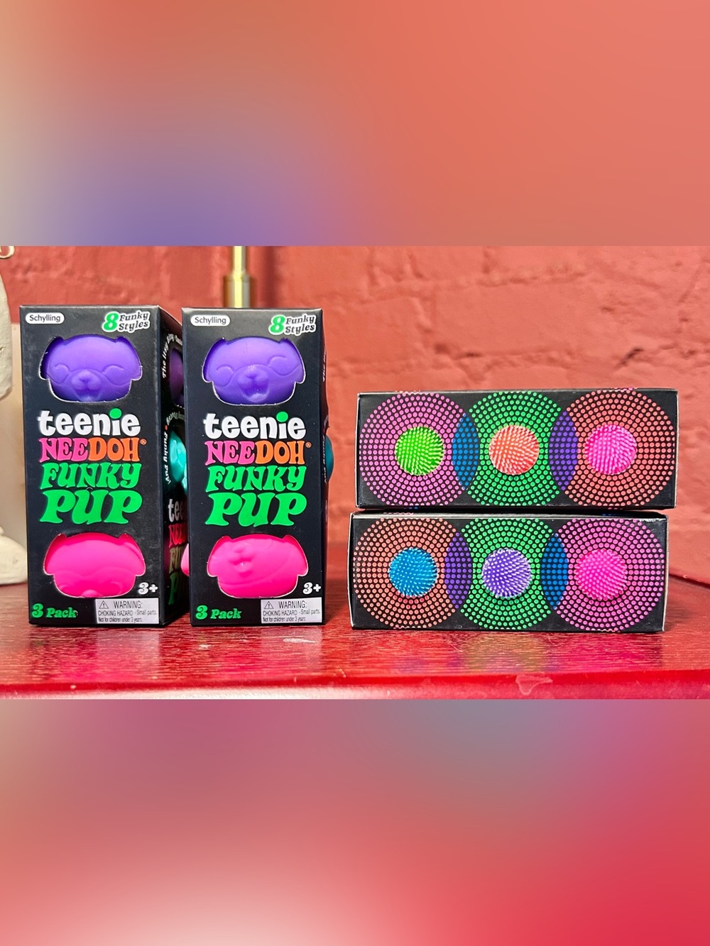 RARE Teenie NeeDoh 4-Pack Bundle ~ Funky Pups & Fuzz Balls Ultimate Starter Kit